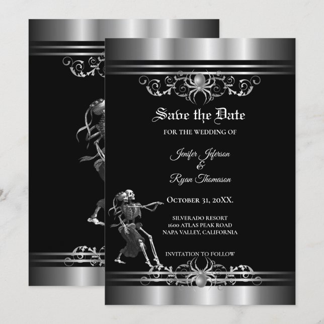 Anuncio Gothic halloween wedding save the date (Anverso / Reverso)