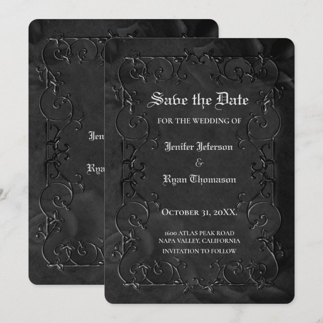 Anuncio Gothic halloween wedding save the date invitation (Anverso / Reverso)