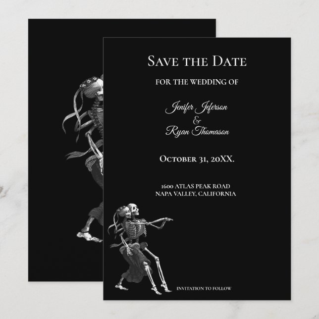 Anuncio Gothic halloween wedding save the date invitation (Anverso / Reverso)