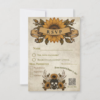 Anuncio Gótico Girasol Cráneo Boda Vintage Halloween