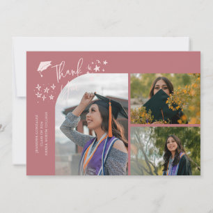 Anuncio Gracias a mano escrita en rosa con varias fotos
