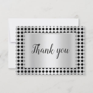 ANUNCIO GRACIAS CON PATRON GEOMÉTRICO PLATA NEGRO