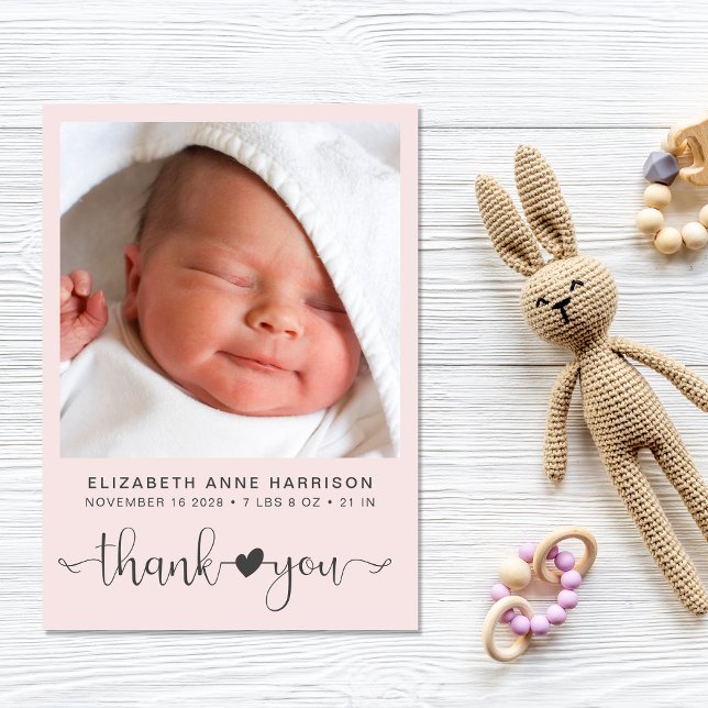 Anuncio Gracias Nacimiento rosado de foto (A beautiful and unique way to thank family and friends and introduce them to your precious baby girl)