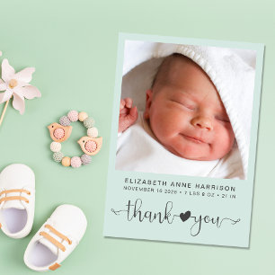 Anuncio Gracias por la foto Mint Green Birth