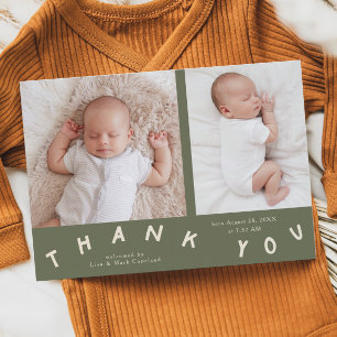 Anuncio Gracias Tipografía Sage Green Birth Photo