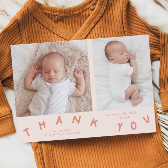 Anuncio Gracias Typography Peach Birth Photo (Subido por el creador)