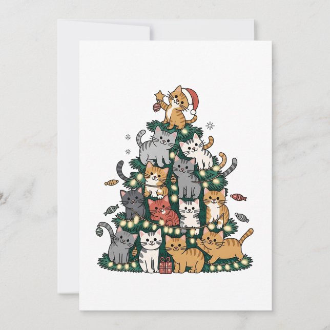 Anuncio Gracioso Gato de Gato de Árbol de Navidad Gatito A (Anverso)