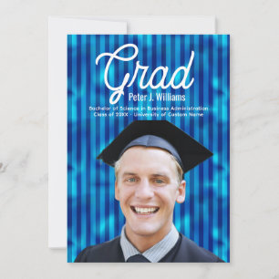 Anuncio Grad Azul Líneas Hombres Personalizado Foto Gradua