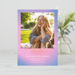 Anuncio Gradiente rosado púrpura retro 3 Graduación fotogr