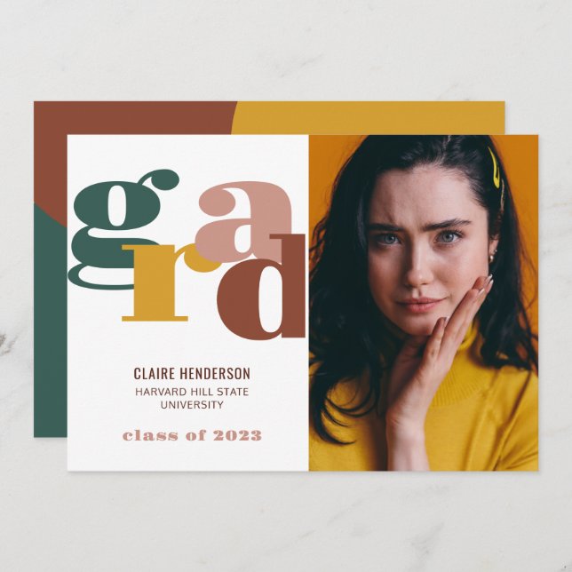 Anuncio Grado colorido moderno retro negrita graduación (Anverso / Reverso)