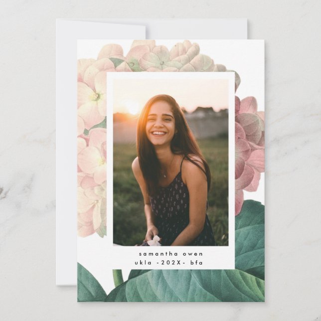 Anuncio Grado de la Universidad Pink Big Flower Photo (Anverso)