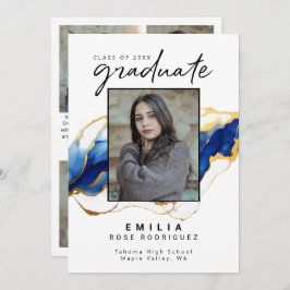 Anuncio Grado elegante de oro amarillo azul real