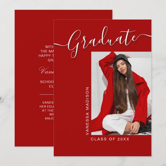 Anuncio Grado moderno | Guión fotográfico elegante de Red  (Anverso / Reverso)