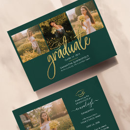 Anuncio Grado verde del guión del Collage de fotos de grad