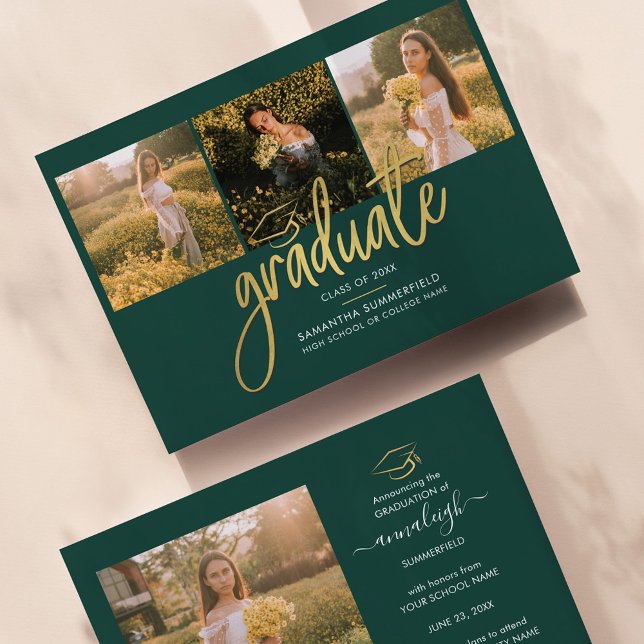 Anuncio Grado verde del guión del Collage de fotos de grad (Subido por el creador)