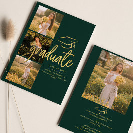 Anuncio Graduación 2024 Collage de fotos de Graduado Verde