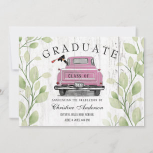 Anuncio Graduación 2025 de vintage Pink Truck Rustic Green