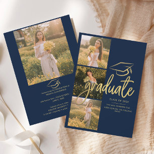 Anuncio Graduación 2025 Grad Photos Navy Blue Script