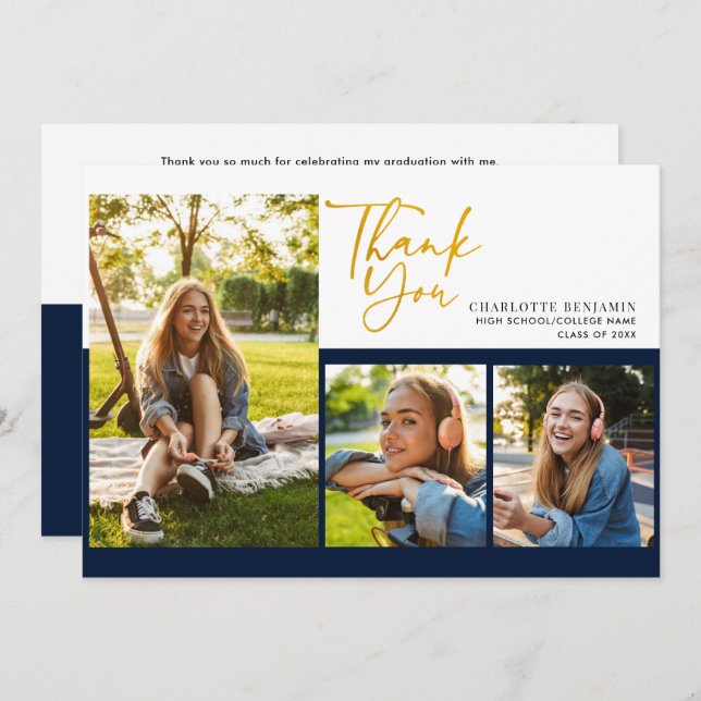 Anuncio Graduación 2025 Graduado de guión moderno Gracias (Anverso / Reverso)