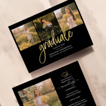 Graduación 2025 Guión de Collage de fotos Oro Negr