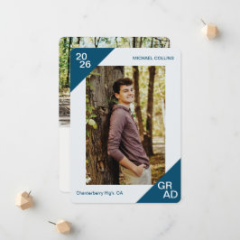 Anuncio Graduación 20XX Foto Personalizada Esquina Azul Si
