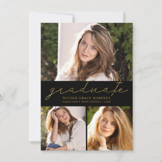 Anuncio Graduación 3-Collage de fotos de escritura de oro 