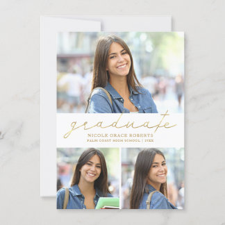 Anuncio Graduación 3-Collage de fotos Easy Edit Gold Scrip