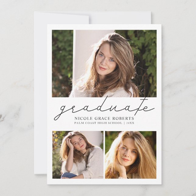 Anuncio Graduación 3-Collage de fotos Sencillo guión moder (Anverso)