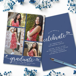 Anuncio Graduación 4 Foto caligrafía moderna Corazones azu