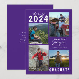 Anuncio Graduación 4 Foto Nombre manuscrito | Blanco morad