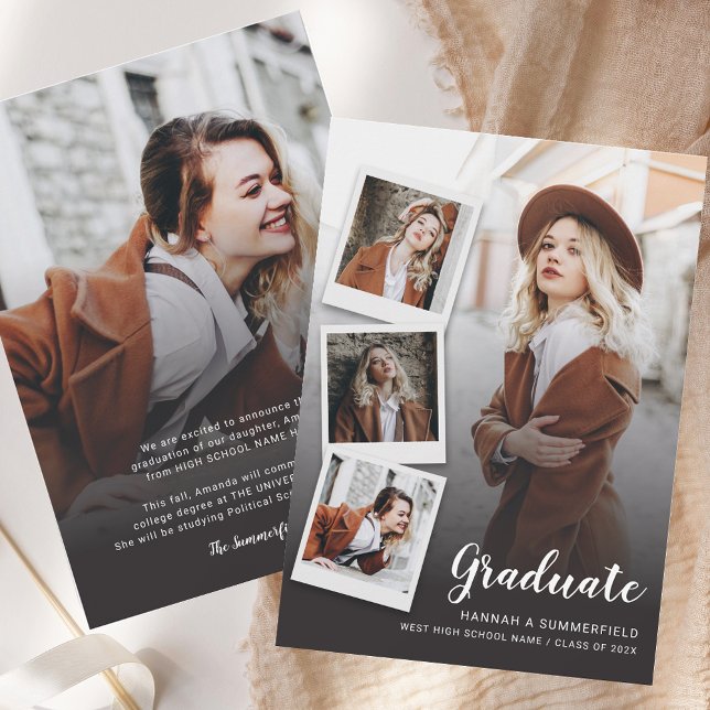 Anuncio Graduación 5 Fotos Grado moderno 2025 (Graduation 5 Photos Modern Grad 2025 Announcement)