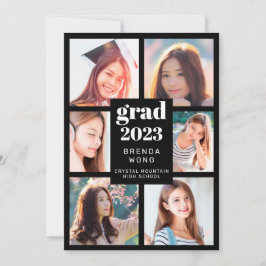 Anuncio Graduación 6 Collage de fotos Guión blanco Negro