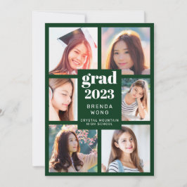 Anuncio Graduación 6 Guión blanco Collage de fotos Verde