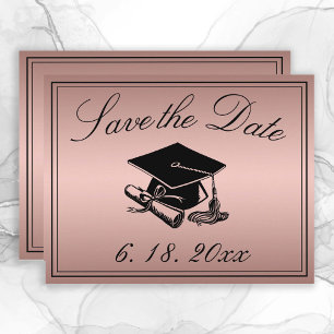 Anuncio Graduación Ahorre la fecha Rosa Diploma de tapón d