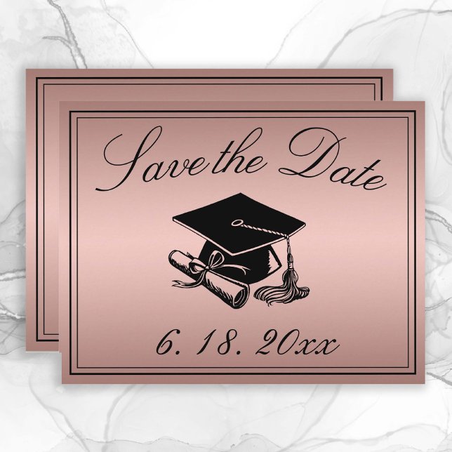 Anuncio Graduación Ahorre la fecha Rosa Diploma de tapón d (Rose Gold Save the Date Graduation Announcement)