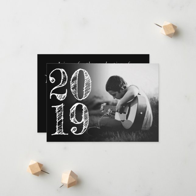 Anuncio Graduación artística | Blanco Negro Mínimo 2 Foto (Anverso/Reverso In Situ)