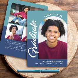 Anuncio Graduación Azul 4 Foto Guión Arco negrita Moderno