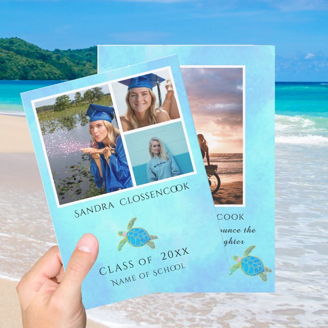 Anuncio Graduación azul de tortuga marina náutica collage  (Subido por el creador)