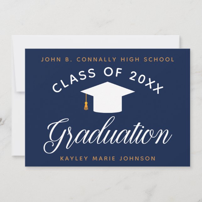 Anuncio Graduación Azul Marino Moderna Clase de 2023 Gradu (Anverso)