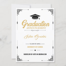 Anuncio Graduación blanca de guión elegante clásico