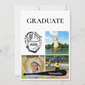 Anuncio Graduación blanca de Softball 3 Collages de fotos
