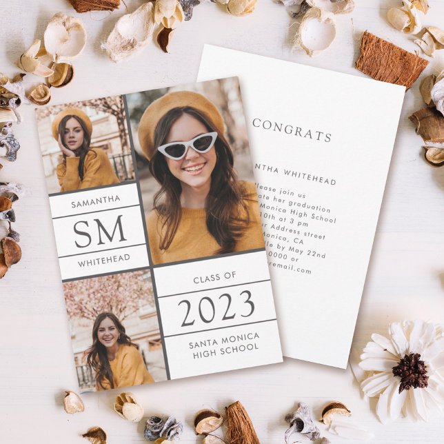 Anuncio Graduación blanca moderna en Collage de fotos mono (Subido por el creador)