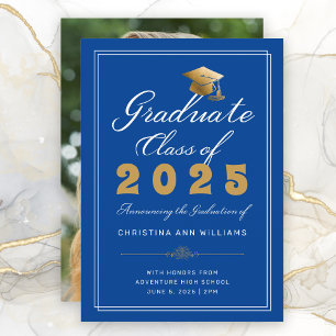 Anuncio Graduación Blue Gold Script Clase de fotografía de