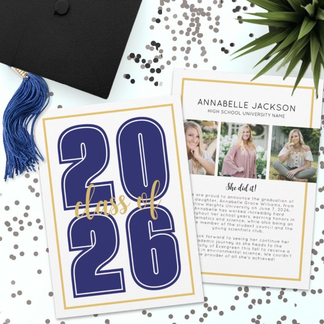 Anuncio Graduación clásica de escritura simple de graduaci (Classic Simple Script Graduate Photo Graduation )