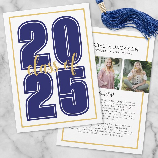 Anuncio Graduación clásica de escritura simple de graduaci (Classic Simple Script Graduate Photo Graduation Announcement)