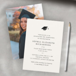 Anuncio Graduación clásica simple de fotos en blanco y neg