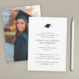 Anuncio Graduación clásica simple de fotos en blanco y neg