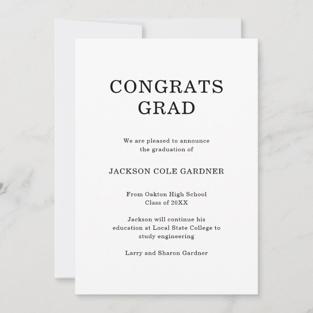 Anuncio Graduación clásica simple en blanco y negro (Anverso)