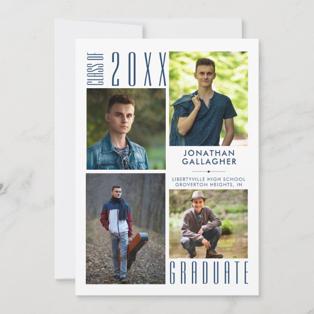Anuncio Graduación Collage de fotos azul moderno 5 (Anverso)