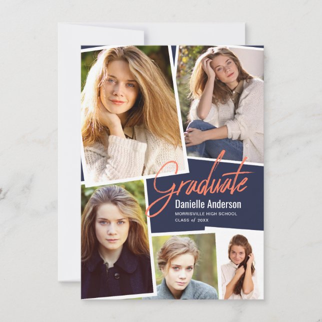 Anuncio Graduación Collage de fotos disperso guión moderno (Anverso)